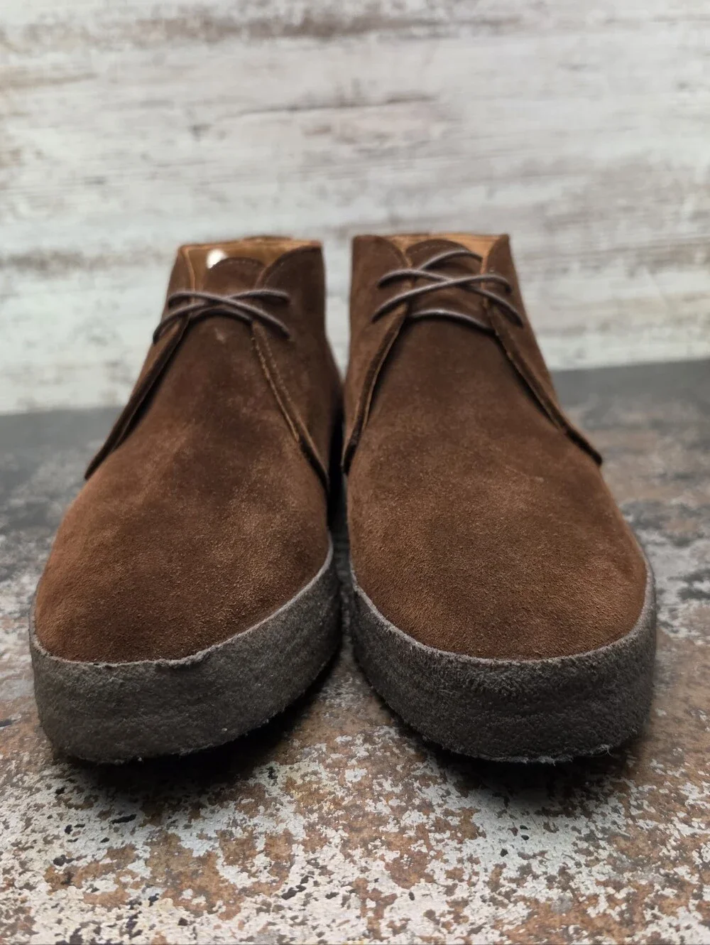 Sanders X Buck Mason Chukka Boots Sz 9.5 Used Brown Suede Natural Gum 2786PSS